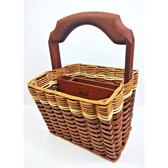 FOXCREEK Basket Company Dated & Signed Magazine Book Basket 2001 w Divider USA - Picture 2 of 11